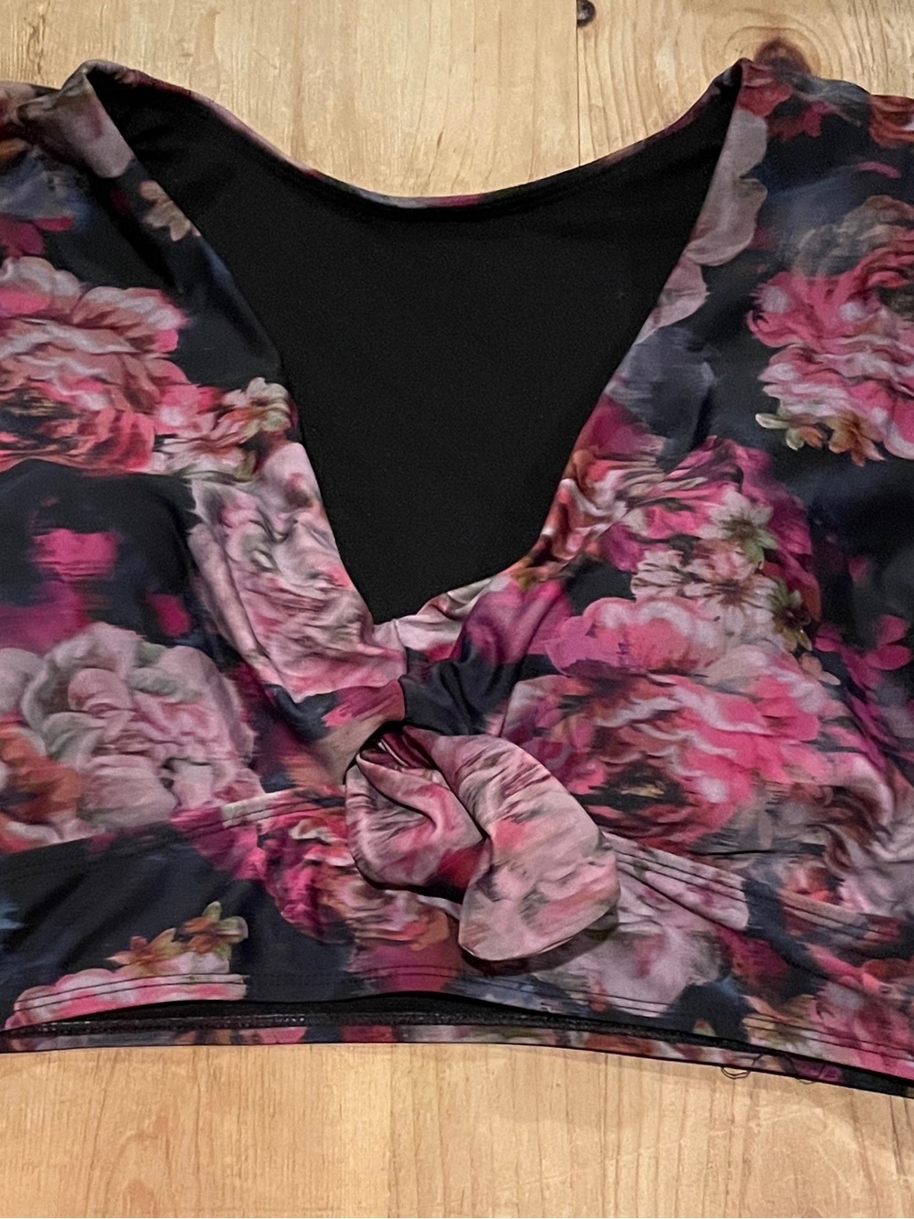 TORRID Retro Abstract Floral Twist Top flutter sleeve Swim top Bralette 14-16 - Picture 3 of 8